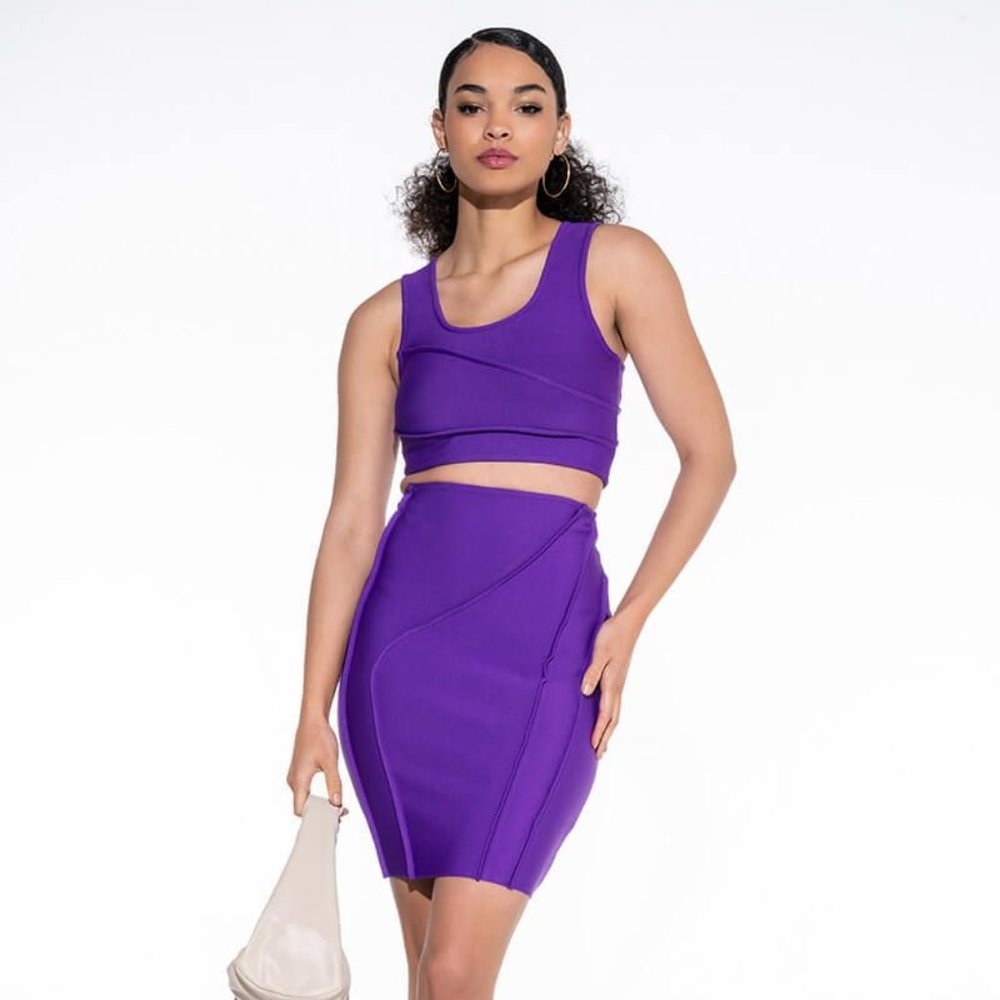 NEW! AKIRA THEIA 💜 PURPLE 💜 CROP BANDAGE TANK TOP ZIPPER BACK | MEDIUM